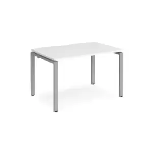 Bench Desk Single Person Starter Rectangular Desk 1200mm White Tops With Silver Frames 800mm Depth Adapt