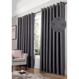 Essential Living Amond Eyelet Ring Top Curtains Charcoal 117cm x 137cm