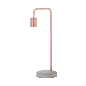 Copper Industrial Table Lamp With Stone Base
