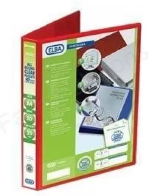 Elba A4 Presentation Ring Binder PVC 2 D Ring 25mm Capacity Red Pack of 6