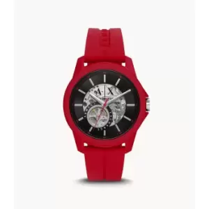 Armani Exchange Mens Automatic Silicone Watch - Red