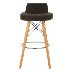 Bar Stool in Faux Leather with Beechwood Legs