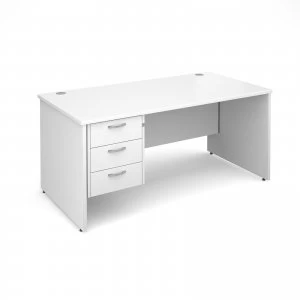 Maestro 25 PL Straight Desk With 3 Drawer Pedestal 1600mm - White pane