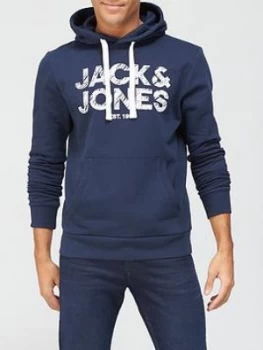 Jack & Jones Chest Logo Hoodie - Navy, Size XL, Men