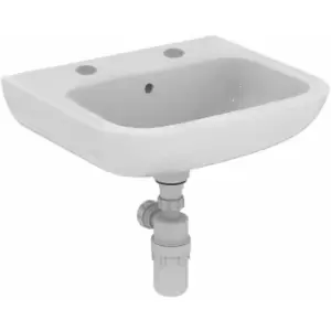 Portman 21 Wall Hung Cloakroom Basin with Overflow 500mm Wide - 2 Tap Hole - Armitage Shanks