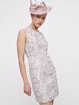 COAST Jacquard Embellished Midi Shift Dress - Ivory, Cream, Size 10, Women