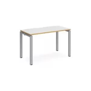 Bench Desk Single Person Starter Rectangular Desk 1200mm White/Oak Tops With Silver Frames 600mm Depth Adapt