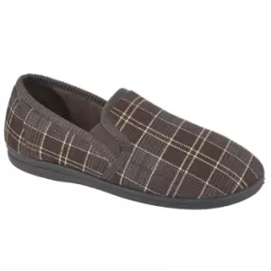 Sleepers Mens Dale Checked Slippers (13 UK) (Brown)