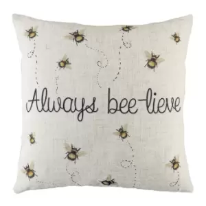 Evans Lichfield Bee-Lieve Cushion Cover (One Size) (White/Black/Yellow)