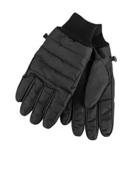 Totes Isotoner Water Repellent Padded Glove With Ribbed Cuff, Black, Size L/Xl, Men