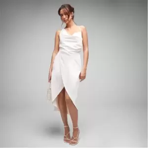 Missguided Asymmetric Cowl Neck Satin Midaxi Dress - Cream