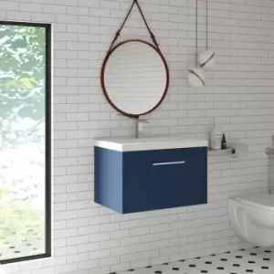 Hudson Reed Juno Wall Hung 1-Drawer Vanity Unit with Basin 2 600mm Wide - Electric Blue