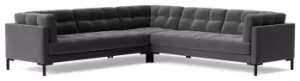 Swoon Landau Velvet 5 Seater Corner Sofa - Granite Grey
