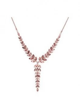 Mood Mood Rose Gold Plated Pink Crystal Leaf Allway Necklace