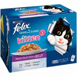 Felix As Good As It Looks Mixed Selection in Jelly Kitten Food 12 x 100g