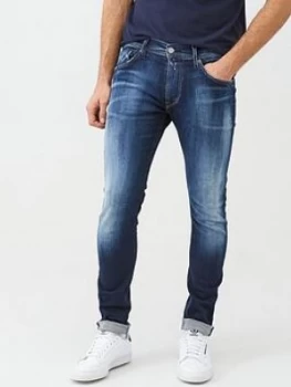 Replay Hyperflex Bio Jondrill Skinny Fit Jeans - Navy, Size 32, Length Long, Men