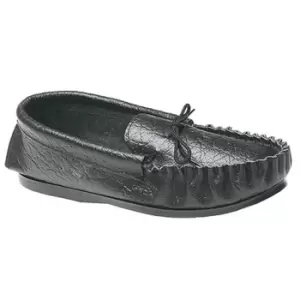 Mokkers Mens Gordon Softie Leather Moccasin Slippers (12 UK) (Black)