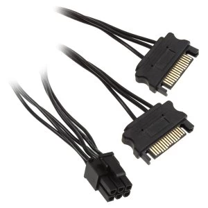 OcUK Value 2 x 15-Pin SATA to 1x 6-Pin PCI-E Adapter Cable - Black