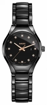 RADO True Diamonds Plasma High-tech Ceramic Black Dial Watch