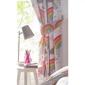Clouds and Rainbows Fully Lined Pencil Pleat Curtains 66x72" Plus Tie-backs Childrens Bedroom