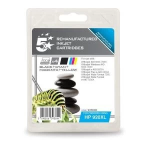 5 Star Office HP 920XL Black and Tri Colour Ink Cartridge Pack