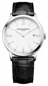 Baume & Mercier Mens Classima Black Leather Strap Watch
