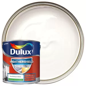 Dulux Weathershield All Weather Protection Pure Brilliant White Smooth Masonry Paint 2.5L