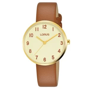 Lorus RG222SX9 Ladies Champagne Dial Tan Leather Strap Watch