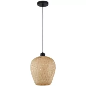 Anchorage 23cm Dome Pendant Ceiling Light Bamboo Black LED E27 - Merano