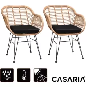 Casaria - Set Of 2 Wicker Chairs Garden Seat Dining Stool With Cushions In Rattan Optics Lounge Seating Accommondation