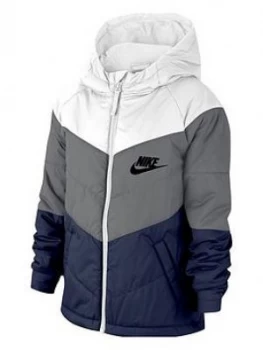 Boys, Nike Older Childrens Filled Jacket - White/Grey, Size S, 8-10 Years