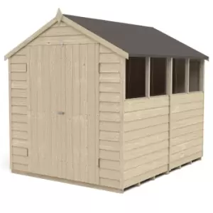 Forest 6 x 4ft Overlap Pressure Treated Apex Shed - Double Door 4 Windows - incl. Installation