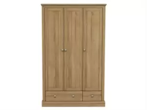 LPD Devon 3 Door 2 Drawer Oak Triple Wardrobe Flat Packed