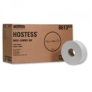 Hostess Midi Jumbo 400 Toilet Tissue Roll 1000 Sheets 1 Ply 400x90mm