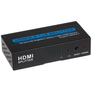 Nikkai HDMI 2.0 Splitter Hub 1 Port In 2 Ports Out 4K 60Hz Resolution 18 Gbps for Monitor or TV UK Plug
