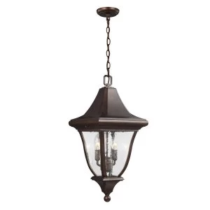 3 Light Medium Outdoor Ceiling Chain Lantern Bronze, E14