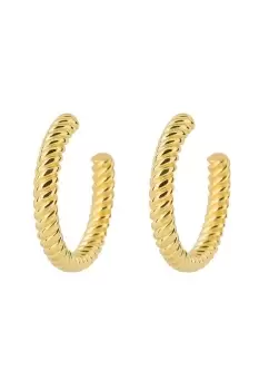 Rope Pattern Open Hoop Earrings with Yellow Gold Plating