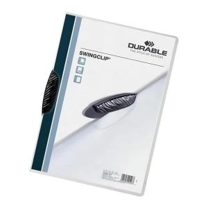 Durable SWINGCLIP A4 Clip Folder Capacity 30 Sheets Black Pack of 25 Folders