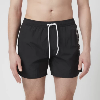 Emporio Armani Mens Embroidered Logo Swim Shorts - Black - IT 52/XL
