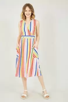 Multicoloured Wrap Dress With Pockets