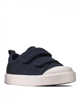 Clarks City Bright Toddler Canvas Plimsoll - Navy, Size 4 Younger