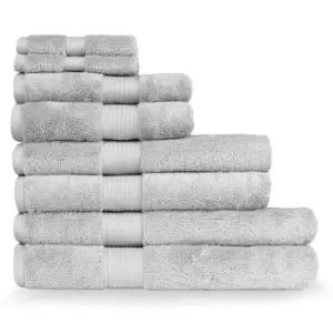 Cleopatra Egyptian Cotton 8 Piece Complete Towel Set Silver