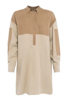 French Connection Caspia Linen Shirt Dress Brown