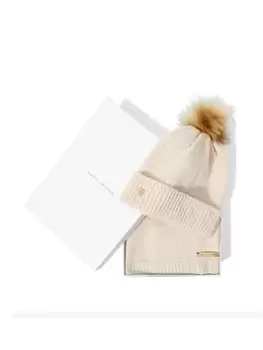 Katie Loxton BOXED FINE KNITTED HAT & SCARF SET - EggSHELL, Cream, Women