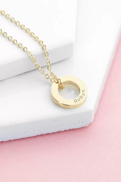 Personalised Mini Ring Necklace - Gold - Womens