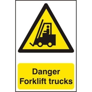 ASEC Danger Forklift Trucks 200mm x 300mm PVC Self Adhesive Sign