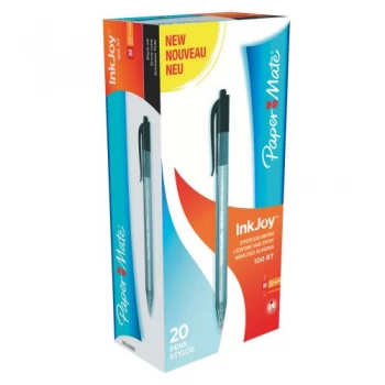 Paper Mate InkJoy 100 Retractable Ballpoint Pens Medium 1.0mm Tip Black Ref S0957030 Pack of 20