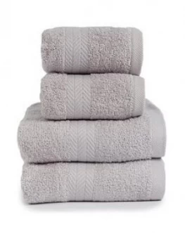 Essentials Collection 4 Piece 100% Cotton 450 Gsm Quick Dry Towel Bale - Light Grey