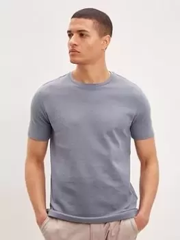 Burton Menswear London Burton Slim Fit Textured T-Shirt, Blue, Size L, Men