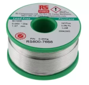 RS PRO 1.27mm Wire Lead Free Solder, 228C Melting Point